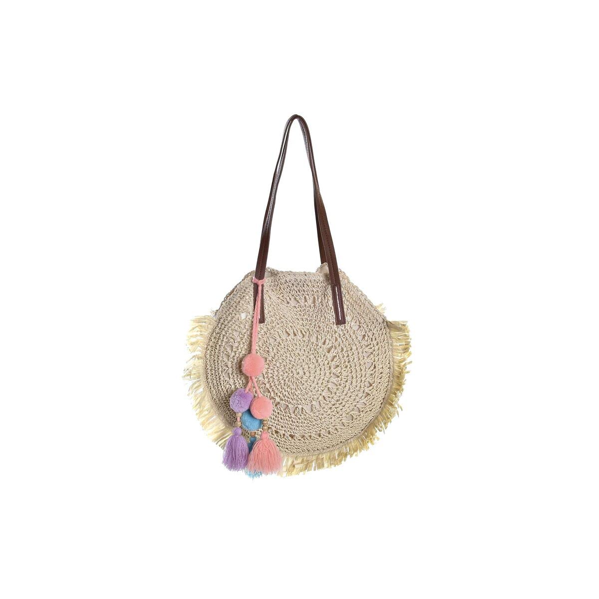 DKD Home Decor Natural Polyester PU Cotton Bag (35 x 10 x 35 cm) Beach, Unisex Adults, Multicoloured (Multicoloured), One Size