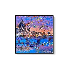 Framed Canvas Home Artwork Decoration Night Canvas Wall Art for Living Room, Bedroom - 16x16 inches