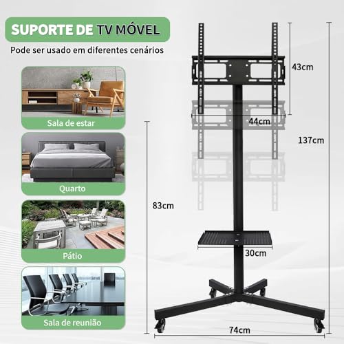 Suporte para TV com Movimentação Total, Adequado para TVs de 26 a 55 Polegadas, Capacidade Máxima de Carga 40 Kg