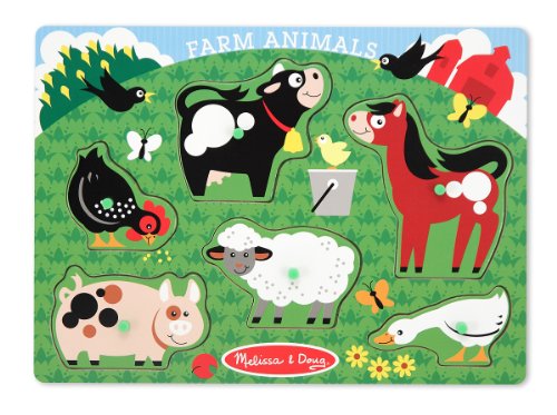 Melissa & Doug Farm Animals Wooden Peg Puzzle (6 pcs)