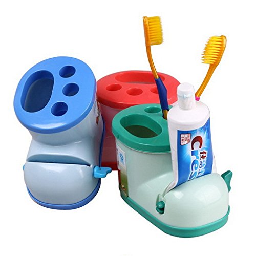 Childs toothpaste dispenser and toothbrush holder - fun random co…