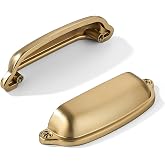 khtumeware 10 Pack Champagne Bronze Cup Pulls 3 Inch Center to Center - Cabinet &amp; Drawer Handles for Kitchen Hardware