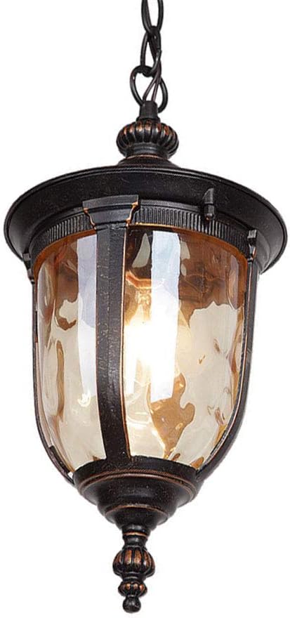 Vintage Outdoor Lamp Suspension Hanging Light Black Gold E27 Cast Aluminum Glass Retro Ceiling Pendant Lamp Waterproof IP44 Fixture Grape Frame Hallway Fence Living Room Dining Table