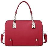 Ilishop Women's New Fashion Shoulder Top-handle Bag Ladies Casual Cross-body Teens (Red-genuine leather)