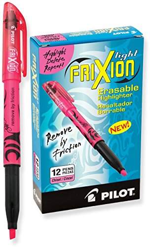Pilot FriXion Light Erasable Highlighters, Chisel Point, Pink, Dozen Box (46503)