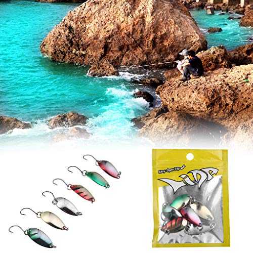 Hongxin Fishing Lure,5/6pcs 5/2.5g Sequin Spoon Fishing Lure Trout Blinker Hard Bait Single Hook Outdoor,Fishing Hooks High Carbon Steel Worm Soft Bait Jig Fish Hooks (B)