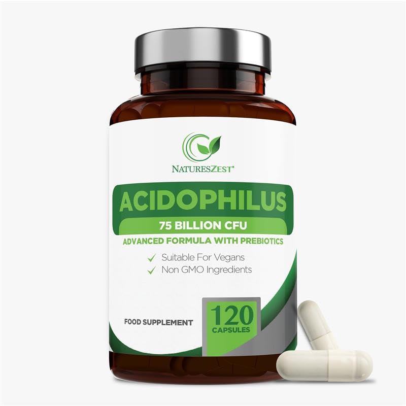 Probiotics for Gut Health -Acidophilus 75 Billion CFU- 120 Vegan Capsules - High Strength probiotics and prebiotics for Men & Women | Friendly Bacteria, Vegan & Gluten Free, UK Made - 4 Month Supply