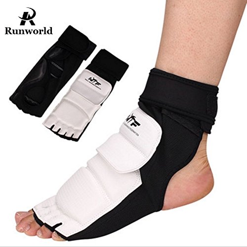 Runworld Taekwondo Training Boxing Foot Protector Gear Martial Arts Fight Muay Thai Kung Fu Tae Kwon Do Feet Protector TKD Foot Support For Men Women Kids Children (White, X-Large) - Thumbnail 7