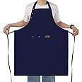 Yuubin Extra Large Aprons for Men Adjustable Button Apron with Pockets Chef Cooking Kitchen Aprons Women,Water&Oil Resistant