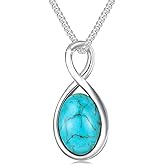 DOLIOX Genuine Turquoise Infinity Necklace Jewelry for Women 925 Sterling Silver Pendant December Birthstones for Her White Yellow Gold Plated