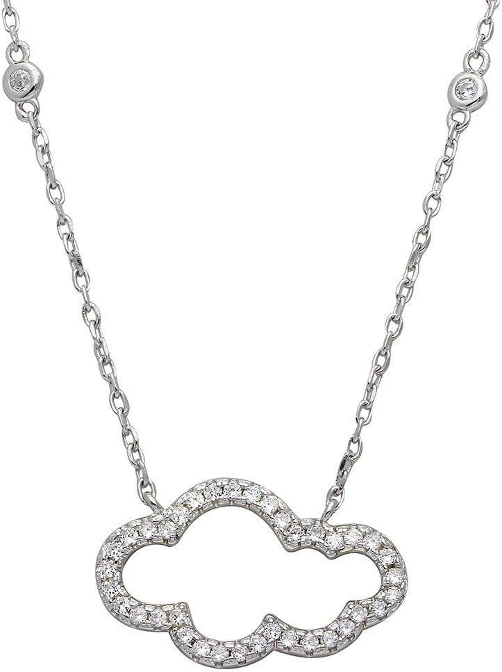 SURANO DESIGN JEWELRY Sterling Silver Necklace w/CZ Stones Open Cloud Encrusted Pendant