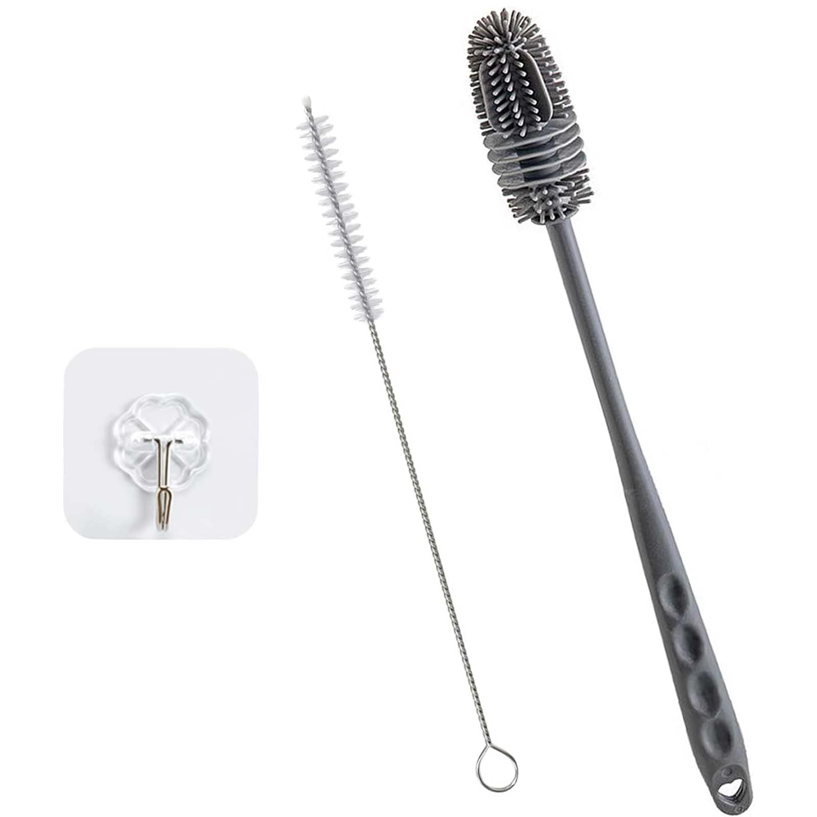 1 bottle cleaning brush with 1 hook, 1 straw brush, silicone bottles brushs, bottle cleaning brush, bottle brush for cleaning
