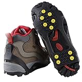 Traction Cleats, Snow Grips Ice Creepers Over Shoe Boot, Anti Slip 10 Studs Rubber Crampons for Footwear (XLarge, Black)