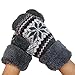 Sunward Women Lady Winter Warm Soft Knitted Wool Snow Gloves Mitten Xmas Gift (Grey snowflake)