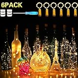 Wine Bottle Lights with Cork,CUUCOR 7.2ft 20 LED Battery Operated Fairy String Lights for DIY,Christmas,Party(Warm White,6 Pack)