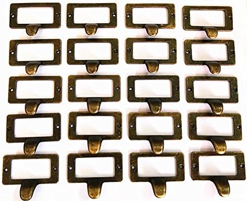 20Pcs Antique Iron Label Frame Card Holder Cup Pull Handle Drawer Box Case Cabinet Cupboard Carpenter Repair decoration