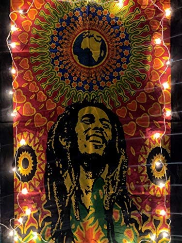 ICC Poster Wall Hanging Tapestries Tapestry Bohemian Decoration Psychedelic Hippie Large Vintage Gift Wall Hanging Dorm Decor Blanket Hippy Rasta Reggie Collage Mat Decoration (Bob Marley Laughing)