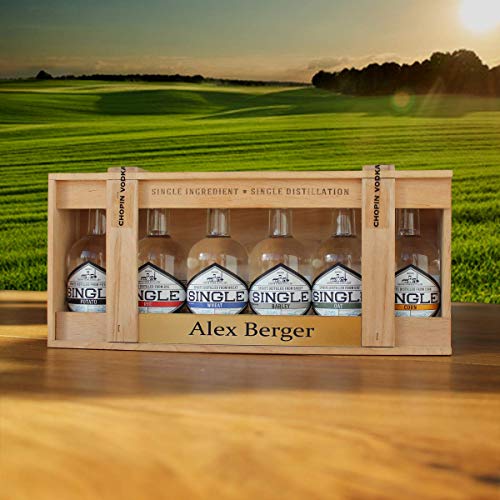 Chopin Vodka SINGLE Ingredient Tasting-Collection in Holz-Kiste mit Ihrer persönlichen Gravur – Bild 4