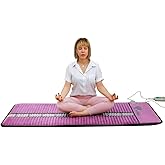 PHYMAT Far Infrared Heating Pad for Back,Full Body Amethyst Heating Pad,Gemstone Amethyst Obsidian Crystal Mat,Enhanced Reki, Yoga and Meditation Bio Mats(59x24inch)