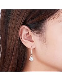 Shegrace - Pendientes de boda para damas de honor, chapado en oro rosa oro, con gancho ovalado, pendientes colgantes