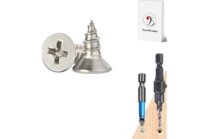 EASEKINDER Wood Screws - 120PCS Flat Head Phillips Screws, 304 Stainless Steel Screw with Adjustable Wood Countersink Kit (#6 x 1/3")