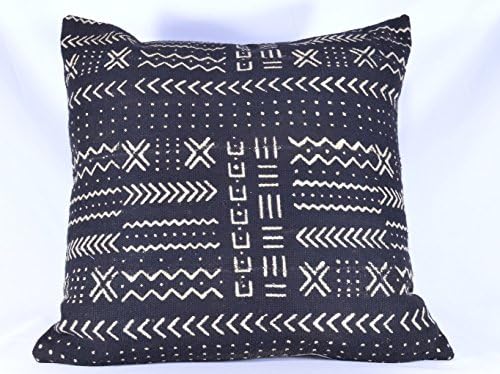 Black &amp; White Mud cloth Pillow Cover; Bogolanfini Decorative Pillow, African Mudcloth Throw Pillow from Mali (BF1021)