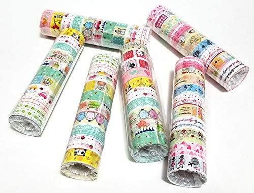 Box of 60 Rolls Cartoon Design Washi Tapes Set,Decorative Masking Washi Tapes Adhesive Scrap Booking Sticker School/Party Supplies DIY Arts Crafts Decoration and Kid Gifts - Thumbnail 2