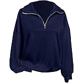 SOLY HUX Women's Quarter Zip Sweatshirts Long Sleeve Mock Neck Hoodies Oversized Pullover Tops Fall Clothes