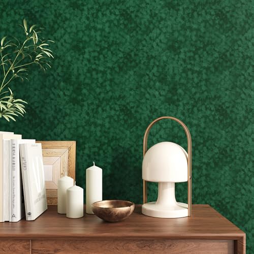 VEELIKE Self-Adhesive Wallpaper Vintage Green Velvet Texture Wallpaper Dark Green Fabric Adhesive Foil Velvet and Felt Foil for Furniture Bedroom Jewelry Boxes Drawers 40cm × 300cm
