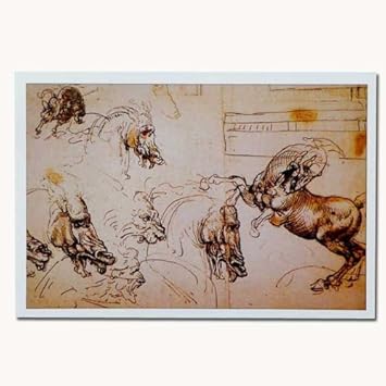 Amazon ポストカード レオナルド ダ ヴィンチのデッサン 06 アンギアリの戦い の為の馬のエチュード ポストカード 絵柄付はがき 文房具 オフィス用品