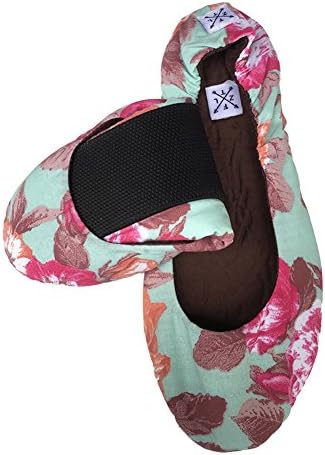 Women’s Foldable Ballet Flats W/ Expandable Pouch Bag for Carrying Heels by FLTZ- FloralS
