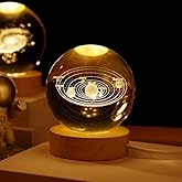Luminária Led Bola de Cristal 3D - Luz de Mesa P/Quarto, Sala, Escritório - Decoração, Enfeite, Abajur, Ornamento, Leitura, P