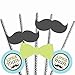 Dashing Little Man Mustache Paper Straw Decor - Baby Shower or Birthday Party Striped Decorative Straws - Set of 24