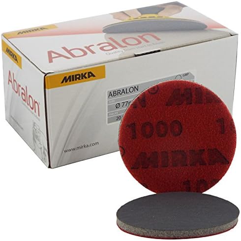 Mirka Abralon Ø 77mm 3" 1000 Grit Velcro Sanding Disc/Pad Sand Foam Machine Pads Suitable Materials Aluminium/Hard wood/Mild steel/carbon steel/Non-ferrous metal/Paint sanding/Stainless Steel/Primer