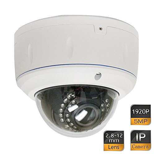 GW Security 5 Megapixel 2592 x 1920 Pixel Super HD 1920P Outdoor Indoor Network PoE Power Over Ethernet 1080P Security IP Camera with 2.8-12mm Varifocal Zoom Len