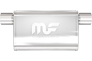 MAGNAFLOW EXHAUST PRODUCTS MagnaFlow Performance Exhaust Muffler 11376: 2.5"/2.5" Inlet/Outlet, 4x9x11" Oval, Stainless Steel, Satin Finish