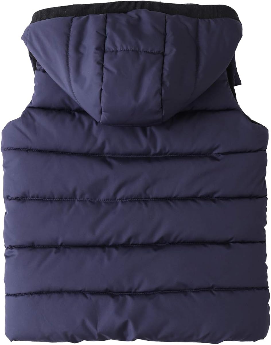 Hiheart Boys Zip-up Fleece Lined Cotton Padded Vest with Hood: Clothing