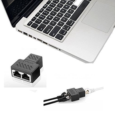 HUACAM HCM67 RJ45 Splitter Adapter 1 to 2 Dual Female Port, Cat 5 / Cat 6 / Cat 7 Lan Ethernet Socket Splitter Plug Adapter with Shield [Anti-Signal Interference] - Thumbnail 2