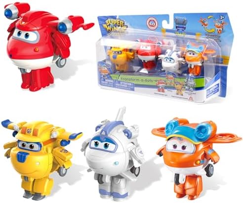 Super Wings Transform-a-Bots 4-Pack, Supercharged Jett, Donnie