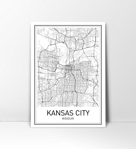 Kansas City, Kansas City Map, City Map Posters, Kansas City Poster, Missouri Art, Missouri Map, Kansas City Art, Minimalist Poster, Scandinavian Poster, Black and White, Map Wall Art, Map Art, 8x10