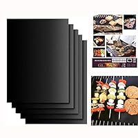 Fun2Us BBQ Grill Mats 100% Non Stick Reusable Set of 5 Grill and Baking Mats - FDA-Approved Easy to Clean