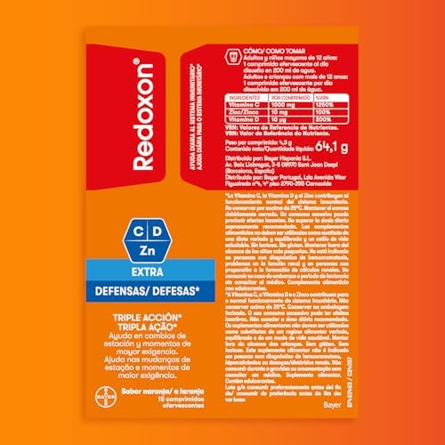 Extra Defensas Sabor Naranja, 30 Comprimidos Efervescentes