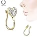 3PCS Fake Faux Septum Clicker Cute Hanger Nose Ring Hoop Tribal Non Piercing Clip on Jewelry Heart Clip on