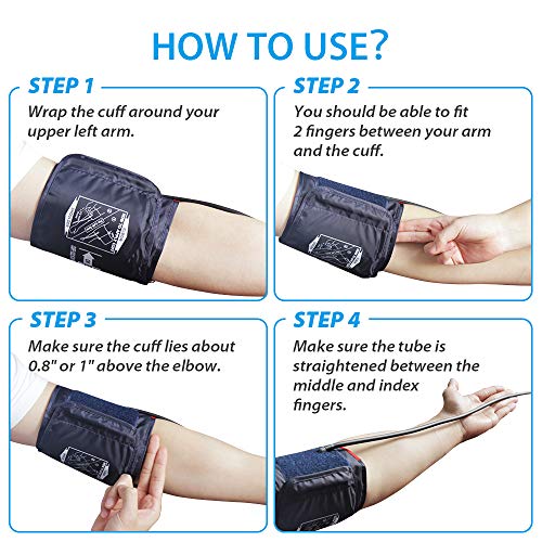 MIBEST Blood Pressure Monitor - Large LED Display Blood Pressure Tester - 9.4"- 12.6" BP Monitor Machine - Blood Pressure Gauge Kit with Memory - Thumbnail 3