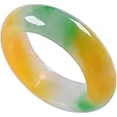 DNTENG Jade Ring for Women, Lavender Ice Jade Band Ring 100% Real Stone Natural Jade Jewelry Crafts Gifts for Women,Size (6-11)