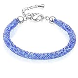 Mytys 18k Rose Gold Mesh Crystal Charm Bracelet Cubic Zirconia Women Jewelry