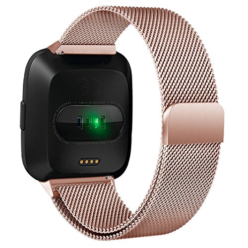 Lisin Watch Bands For Fitbit Versa, Milanese Magnetic Loop Stainless Steel Band For Fitbit Versa (Rose Gold)