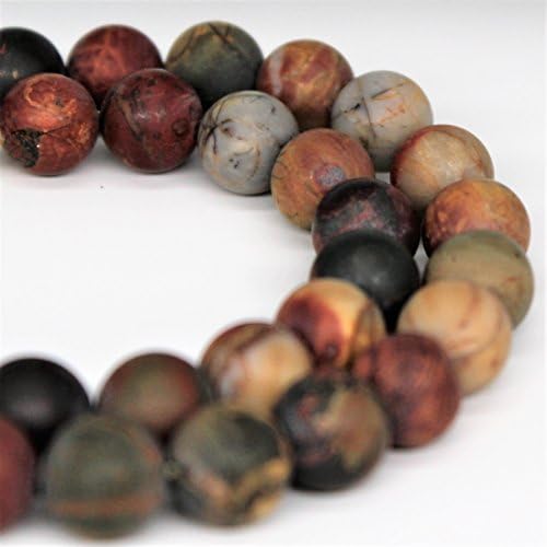 Lynxus Matte Picasso Jasper Gemstone Loose Beads 8mm 46 Beads Per 15.5" Strand