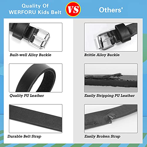 4 Pack Kids PU Leather Skinny Belt for Girls Boys Teen Child Thin Shiny Glitter Waist Belt for Jeans Dress, Black+Silver+Pink+Rainbow,Fits Waist Size 27-31 Inches