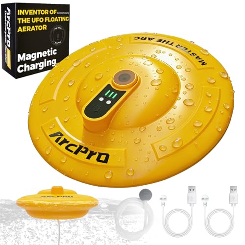 Arcpro Floating & Rechargeable Bait Bucket Aerator, IPX7 Waterproof with Magnetic Charging, Ultra-Quiet Bubbler for Live Minnows, Portable Aerator for Fishing